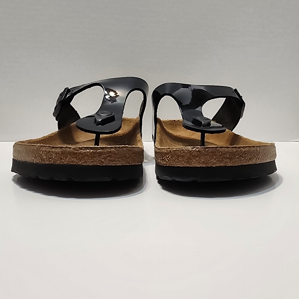S.066- USED Birkenstock Gizeh Black Patent Sandals, Size 42 EU, 11 US - Picture 4 of 12